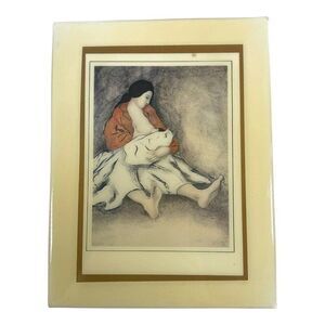 RC Gorman Southwest ceramic tile Trivet plaques 6” X 8” Mother and Child artist